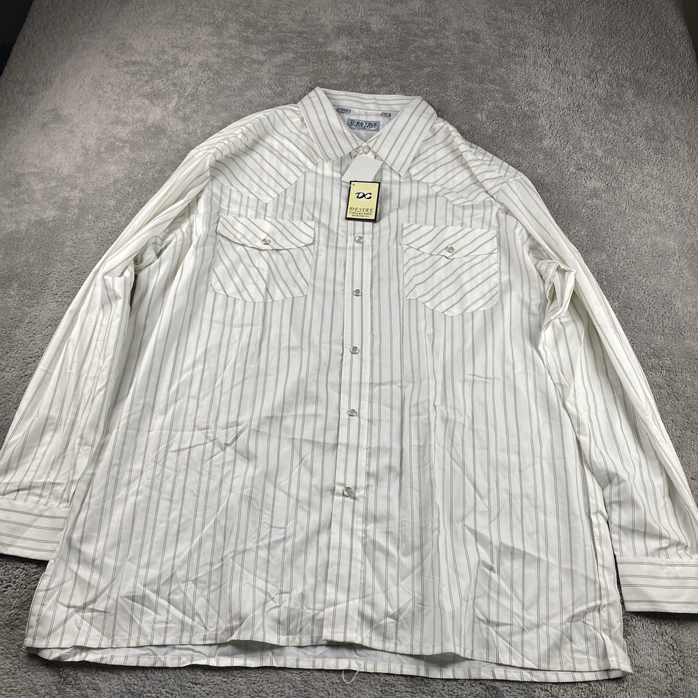 Desire Collection Long Sleeve Dress Shirt Mens XL White Stripes